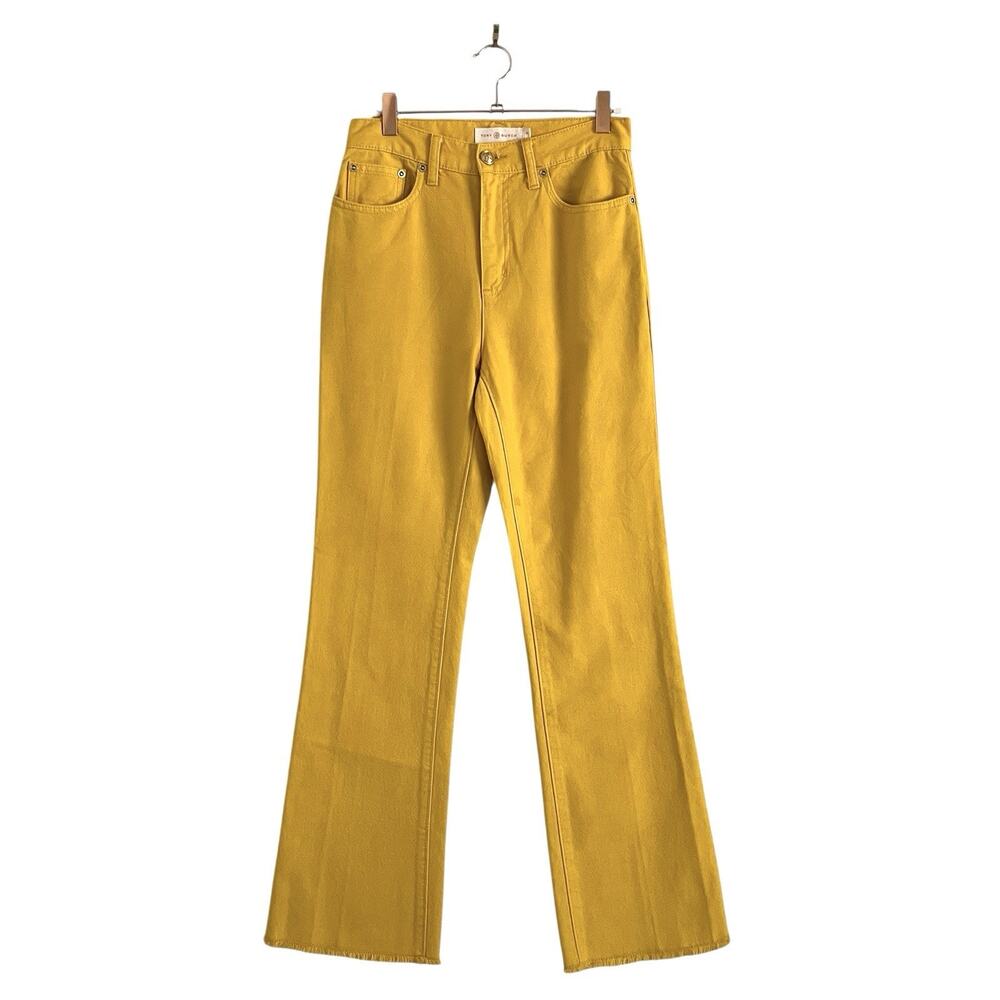Tory Burch Jeans Boot-Cut Denim Pants Gold Crest Size 25 Preppy Designer chic - Picture 2 of 12
